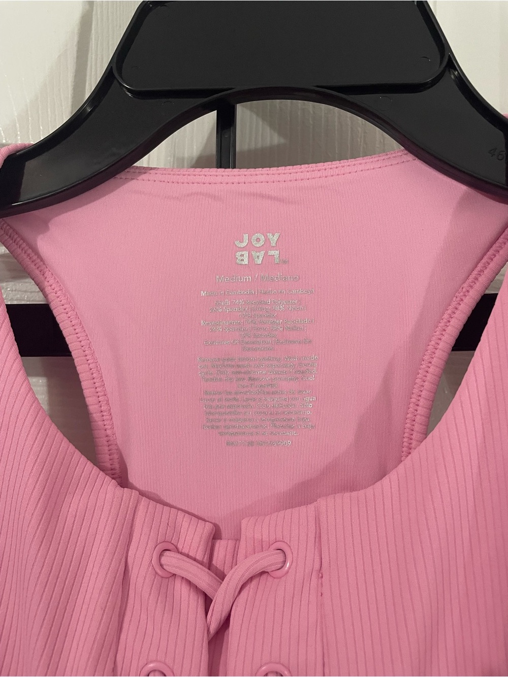 JoyLab Pink Lace-Up Ribbed Tank Top and Leggings Set - Picture 6 of 7